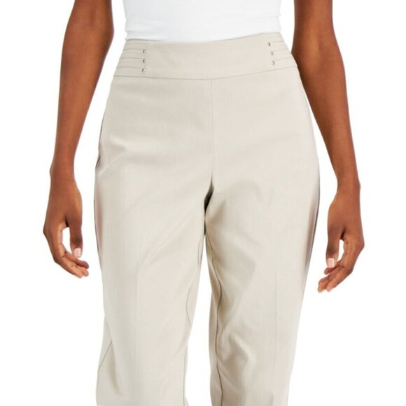 JM Collection Studded XL Petite Beige High-Waisted Straight-Leg Dress Pants NWT - Picture 4 of 11